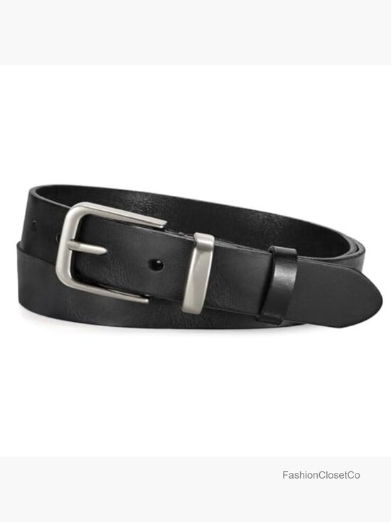 Genuine Full Grain Leather Belt with Vintage Metal Buckle for Jeans Pants main image 4